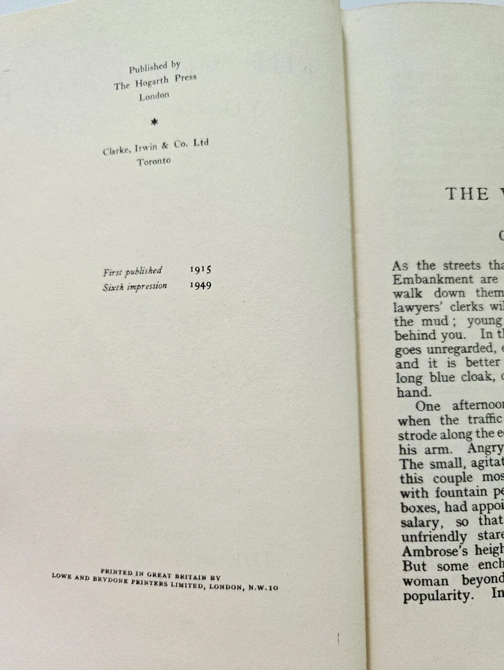The Voyage Out by Virginia Woolf 1949 6th Print Hogarth Press Uniform Ed HC DJ